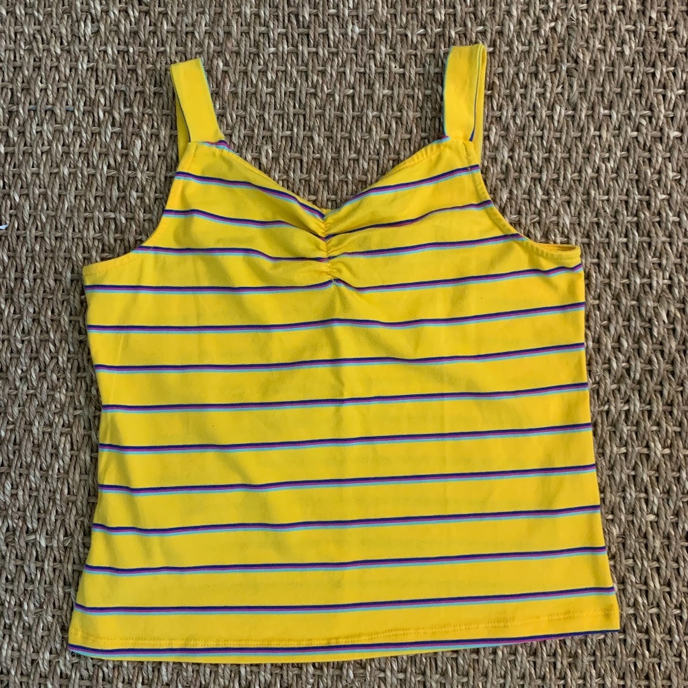 New White Fawn Large Girls Yellow Tank Striped